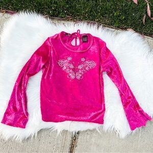 Girls 2000’s Velour Jordache Pink Butterfly Top 10/12
